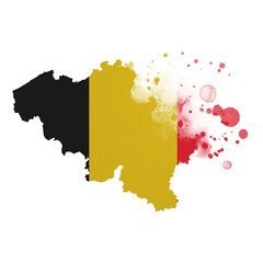 Sublimation background country map- form on white background. Artistic shape in colors of national flag. Belgium