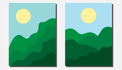 Fototapeta premium Abstract green landscape pictures for wall decoration