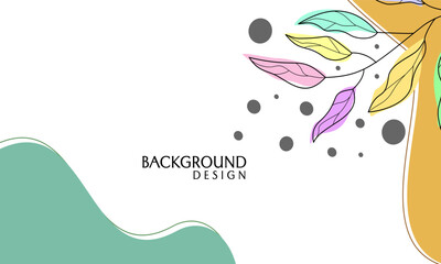 natural theme banner cover template. white background with hand drawn leaf elements