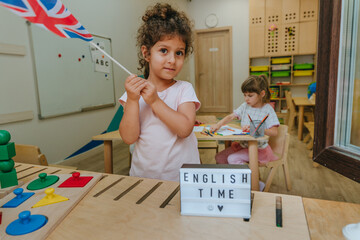 English lesson at elementary school or kindergarten