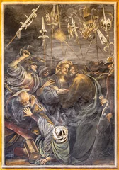 Fototapeten VARALLO, ITALY - JULY 17, 2022: The renaissance fresco of Betrayal and Arrest of Jesus in the church Chiesa Santa Maria delle Grazie  by Gaudenzio Ferrari (1513). © Renáta Sedmáková