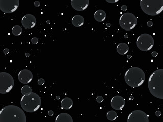 バブルの背景　横位置　ブラック