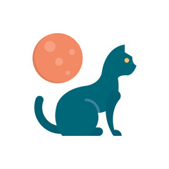 Black Cat vector Flat Icon Design illustration. Halloween Symbol on White background EPS 10 File