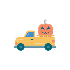 Naklejka premium Pumpkin Truck vector Flat Icon Design illustration. Halloween Symbol on White background EPS 10 File