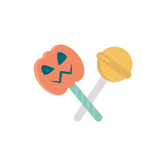 Pumpkin Lollipop vector Flat Icon Design illustration. Halloween Symbol on White background EPS 10 File