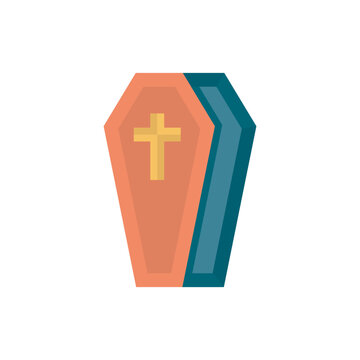 Coffin vector Flat Icon Design illustration. Halloween Symbol on White background EPS 10 File