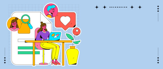 Fototapeta premium Flat vector concept operation illustration of people for job interview 