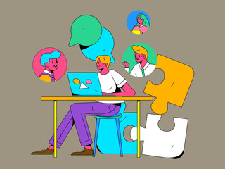 Flat vector concept operation illustration of people for job interview
