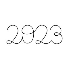 2023 year. Continuous one line drawing. Vector illustration