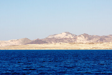 View to the shore near Sharm el Sheikh from the Red sea