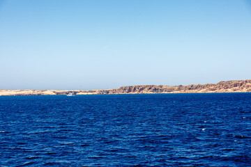 Fototapeta na wymiar View to the shore near Sharm el Sheikh from the Red sea
