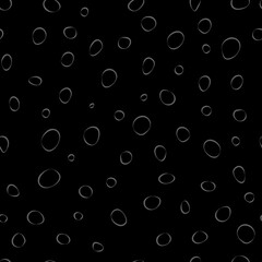 Vector illustration. Spotted grey, black and white background. Geometric abstract pattern with hand drawn contour, line circles. Randomly scattered dots of irregular shape.