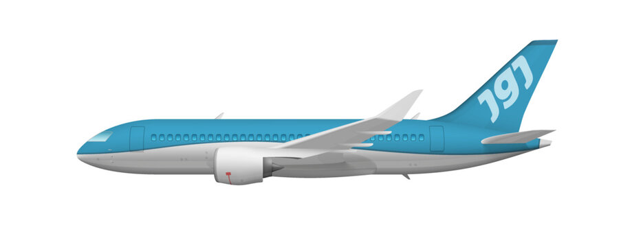 Abstract Flying Plane Side View With Blue Livery