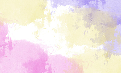 white background with yellow, blue and pink brush
