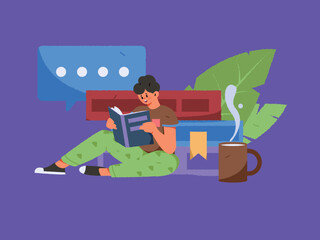 Seriously study character flat vector concept operation illustration
