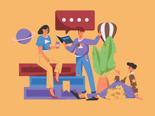Seriously study character flat vector concept operation illustration
