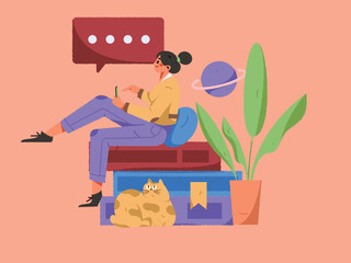 Seriously study character flat vector concept operation illustration
