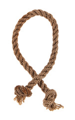 Rope with knots isolated on white background.