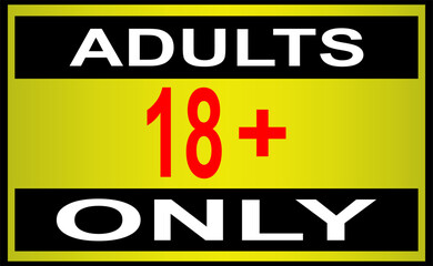 Adults only 18+ vector label sign