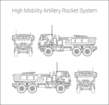 M142 HIMARS - High Mobility Artillery Rocket System vector illustration