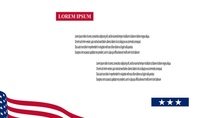 USA Flag, Vector composition. Vector American Flag Ribbon. Vector illustration with small Flag of USA suitable for advertising banner template, magazine, poster or Website - Internet Site