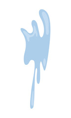 Splash of water semi flat color vector object. Irregular wet stain. Full sized item on white. Blue liquid smear simple cartoon style illustration for web graphic design and animation