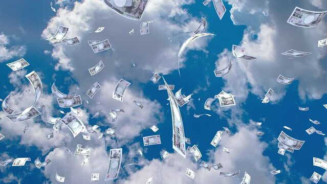 Money falling down from the sky