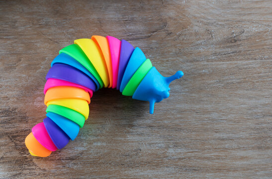 3D articulated fidget toy slug shape