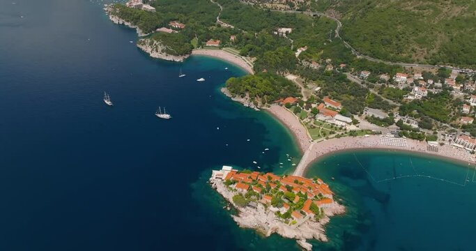aerial view of sveti stefan Saint Stephen island