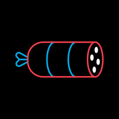 Sausage salami vector icon. Barbecue and bbq grill