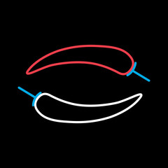 Red hot chili peppers vector icon. Vegetable