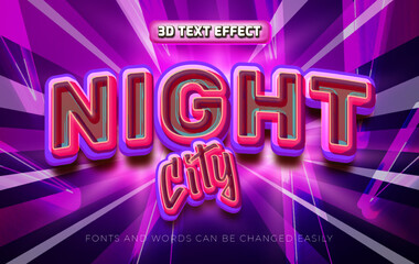 Night city 3d editable text effect style