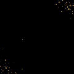 Falling Snow flakes golden pattern Holiday Vector