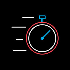 Fast delivery vector icon. Stopwatch with speed