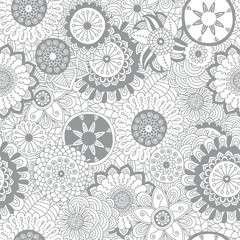 Hand drawn doodle floral seamless vector pattern.