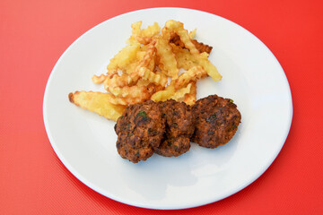 Meatball between bread (Turkish name : ekmek arasi kofte ) Izgara kofte. Manisa, Akcaabat, Akhisar  kofte