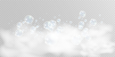 Fototapeta na wymiar White beautiful bubbles on a transparent background vector illustration. Bubble. 