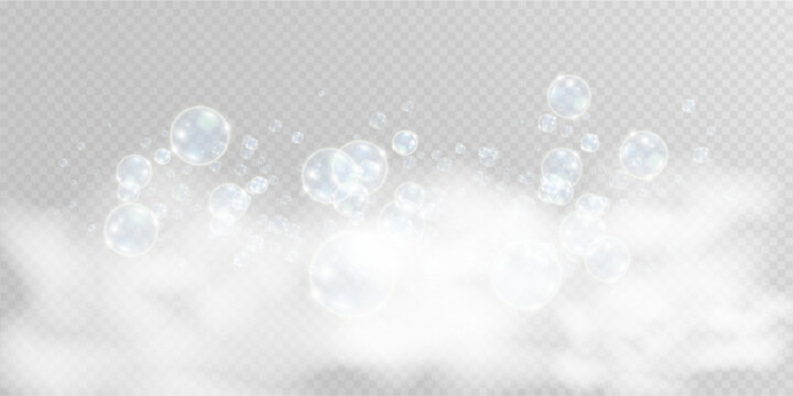 	
White beautiful bubbles on a transparent background vector illustration. Bubble.

