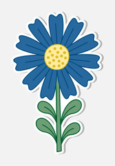 Flower knapweed colorful abstract cartoon vector illustration sticker. - obrazy, fototapety, plakaty