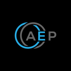 AEP logo monogram isolated on circle element design template, AEP letter logo design on black background. AEP creative initials letter logo concept. AEP letter design.
