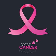 Stylised female breasts from a pink ribbon. Breast Cancer Day. Brest cancer awareness month - obrazy, fototapety, plakaty