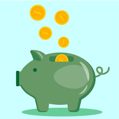 Piggy bank with coin. Icon saving or accumulation of money, investment, donat. Outline money box icon, with editable stroke. Piggy bank with dollar sign, moneybox pictogram. Piggybank, investing