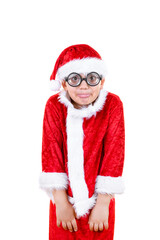 Little Santa is Looking Unconfident on Isolated White Background