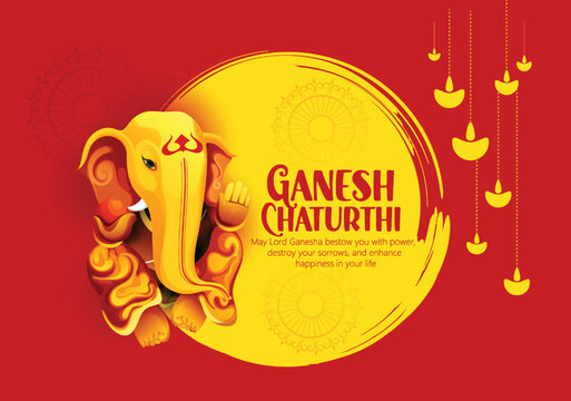 Lord Ganapati for Happy Ganesh Chaturthi Festival Religious Banner  Background Stock Vector  Illustration of ganesha ganpati 156536768