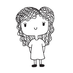 Cute Girl Doodle Art Cartoon Hand Draw