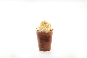 Belgian rich chocolate ice cream gelato shake with whipped cream on top
