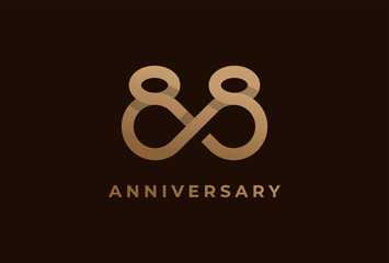 Number 88 Logo, Number 88 with infinity icon combination, can be used for birthday and business logo templates, flat design logo, vector illustration