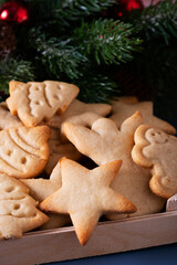 Christmas cookies in the form of Christmas symbols cooked at home. Selective focus