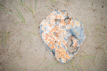 Corroded broken concrete part of a bunker