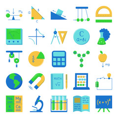 Education icons set in flat style